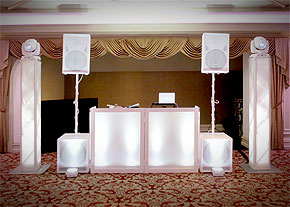 7 foot True White Vertical Towers with Moving Heads